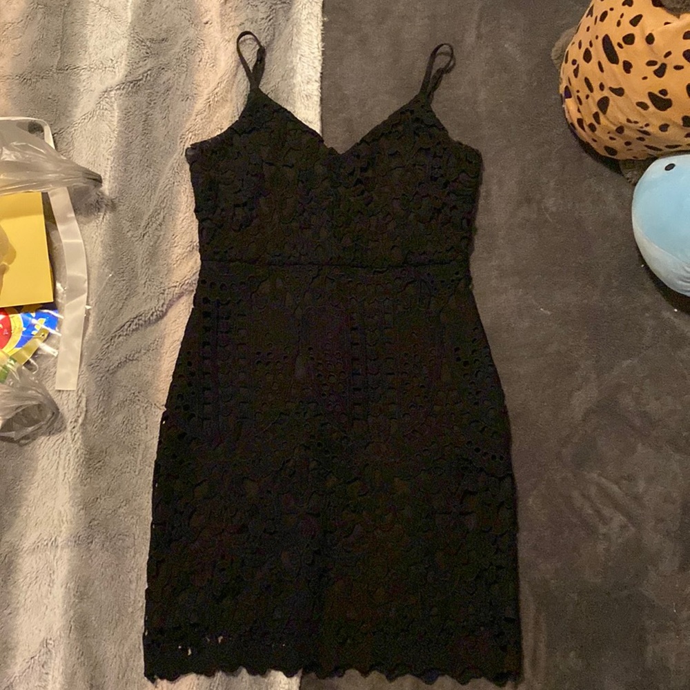 Black lace formal dress